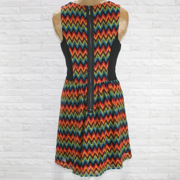 KENSIE Dress Knit Fall Chevron Stripe Multi Color Sleeveless Woven Orange M - Picture 5 of 13